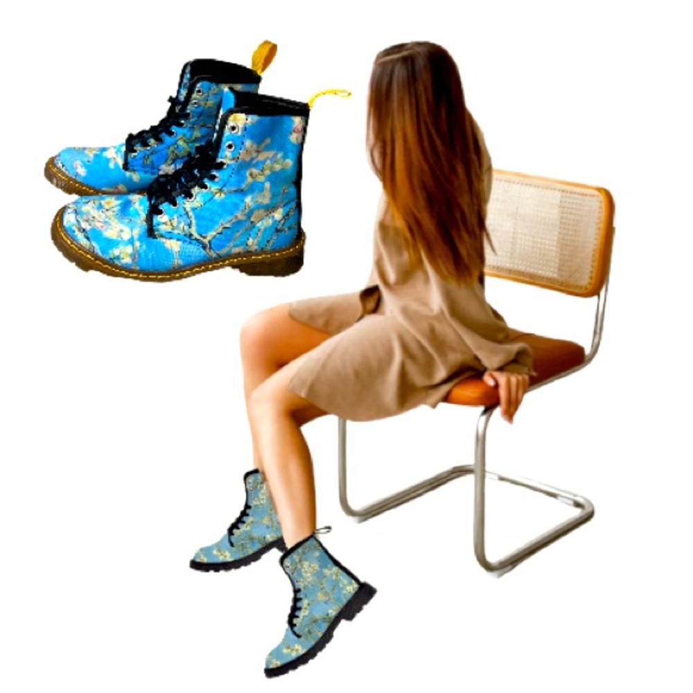 Boots booties shoes sneakers timberline compact blue floral fashion Van Gogh